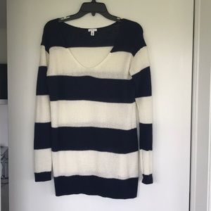 Blue and white wide striped sweater. - size S